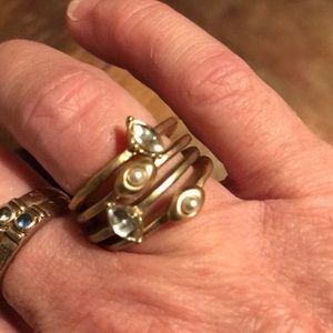 Hammered matte gold stacking rings